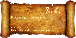 Kozányi Levente névjegykártya